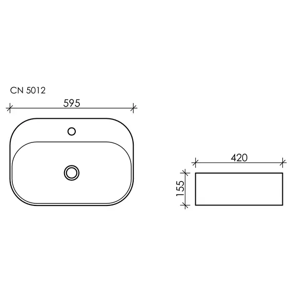 УМЫВАЛЬНИК ЧАША НАКЛАДНАЯ CERAMICA NOVA ELEMENT 595*420*155ММ
