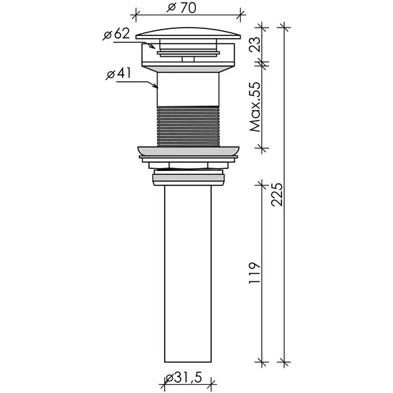 ДОННЫЙ КЛАПАН БЕЗ ПЕРЕЛИВА CERAMICA NOVA ТЕМНО-КОРИЧНЕВЫЙ МАТОВЫЙ