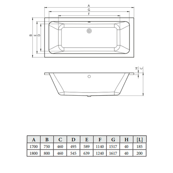 ВАННА АКРИЛОВАЯ C-BATH FORTUNA 180X80