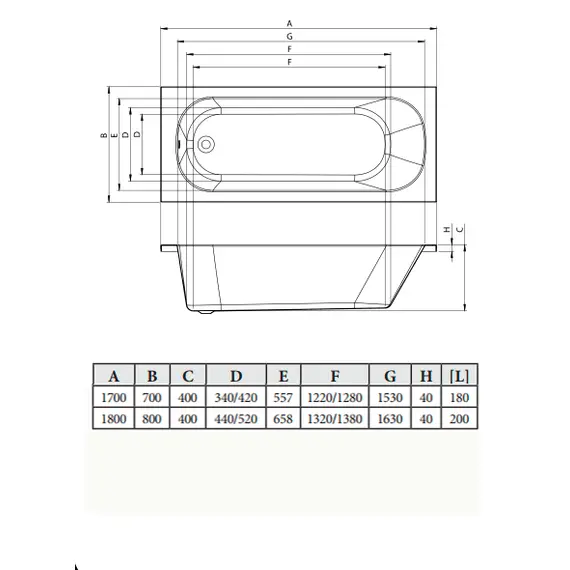 ВАННА АКРИЛОВАЯ C-BATH GALAXY 180X80