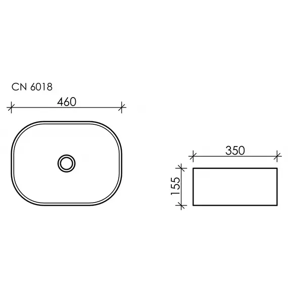 УМЫВАЛЬНИК ЧАША НАКЛАДНАЯ CERAMICA NOVA ELEMENT 460*350*155ММ