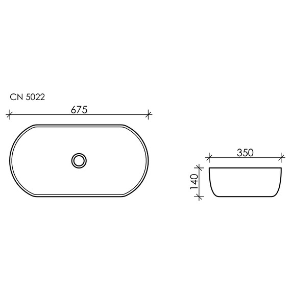 УМЫВАЛЬНИК ЧАША НАКЛАДНАЯ CERAMICA NOVA ELEMENT 675*350*140ММ