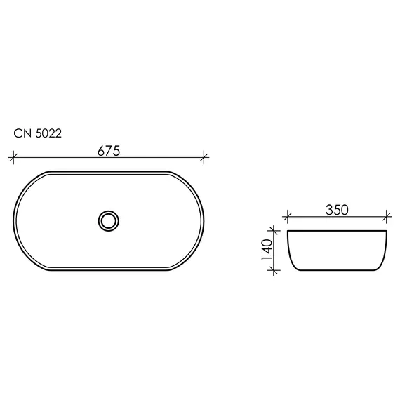 УМЫВАЛЬНИК ЧАША НАКЛАДНАЯ CERAMICA NOVA ELEMENT 675*350*140ММ