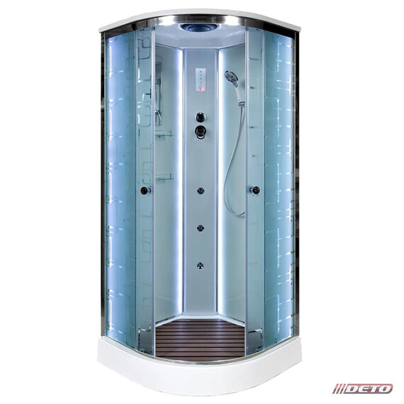 ДУШЕВАЯ КАБИНА DETO EM1580LED+GM С ГИДРОМАССАЖЕМ