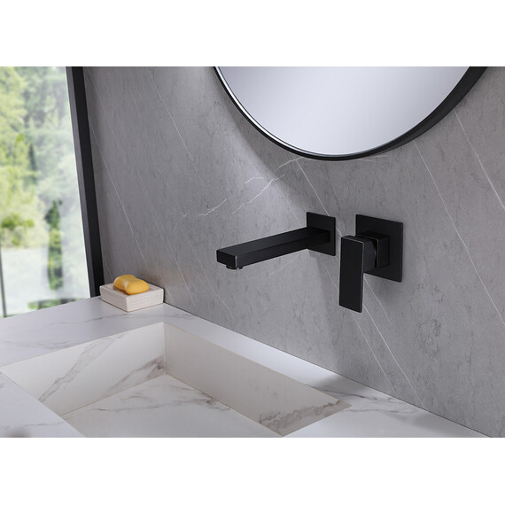 СМЕСИТЕЛЬ ABBER DAHEIM AF8212B ДЛЯ РАКОВИНЫ СКРЫТОГО МОНТАЖА, ЧЕРНЫЙ МАТОВЫЙ