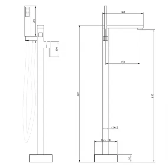 СМЕСИТЕЛЬ ABBER DAHEIM AF8215B НАПОЛЬНЫЙ, ЧЕРНЫЙ МАТОВЫЙ