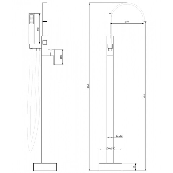 СМЕСИТЕЛЬ ABBER WASSERFALL AF8615 НАПОЛЬНЫЙ, ХРОМ