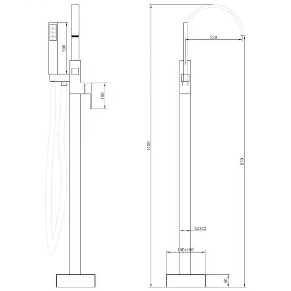 СМЕСИТЕЛЬ ABBER WASSERFALL AF8615 НАПОЛЬНЫЙ, ХРОМ
