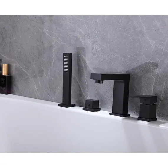 СМЕСИТЕЛЬ ABBER DAHEIM AF8213B НА БОРТ ВАННЫ, ЧЕРНЫЙ МАТОВЫЙ