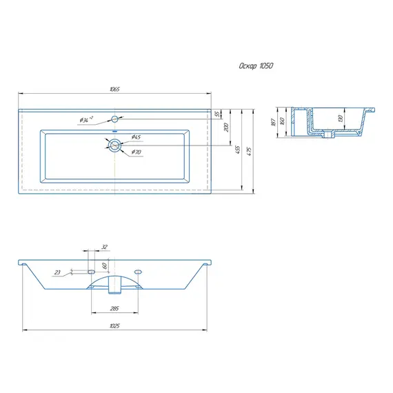 ПОДВЕСНАЯ ТУМБА JORNO SLIDE 105 БЕЛАЯ C РАКОВИНОЙ KIROVIT ОСКАР 105 СМ