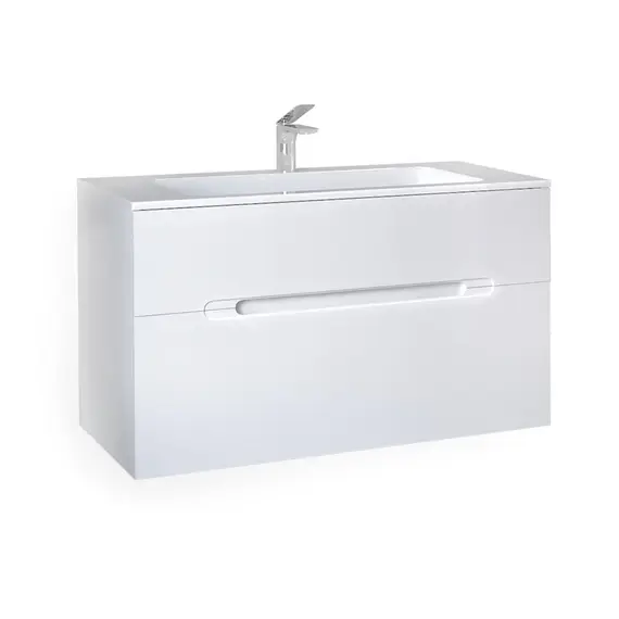 ПОДВЕСНАЯ ТУМБА JORNO MODUL 100 БЕЛАЯ C РАКОВИНОЙ MODUL 100 ИЗ ЛИТЬЕВОГО МРАМОРА