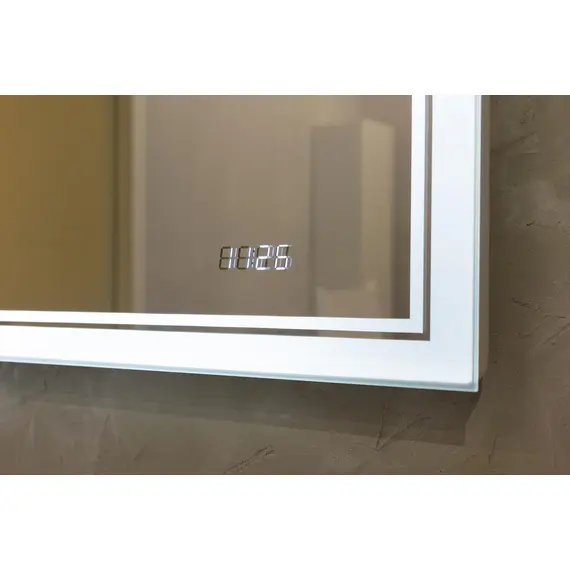 ЗЕРКАЛО JORNO GLASS 120 С ПОДСВЕТКОЙ И ЧАСАМИ