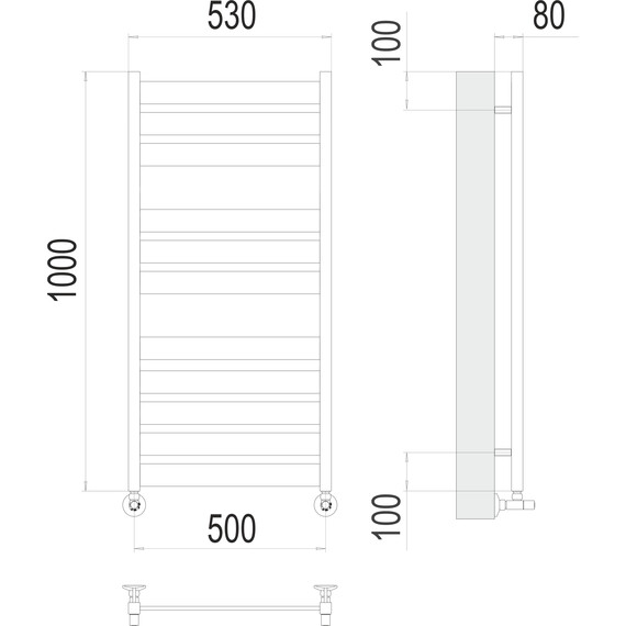 ВОДЯНОЙ ПОЛОТЕНЦЕСУШИТЕЛЬ TERMINUS ЛАТТЕ П11 500Х1000