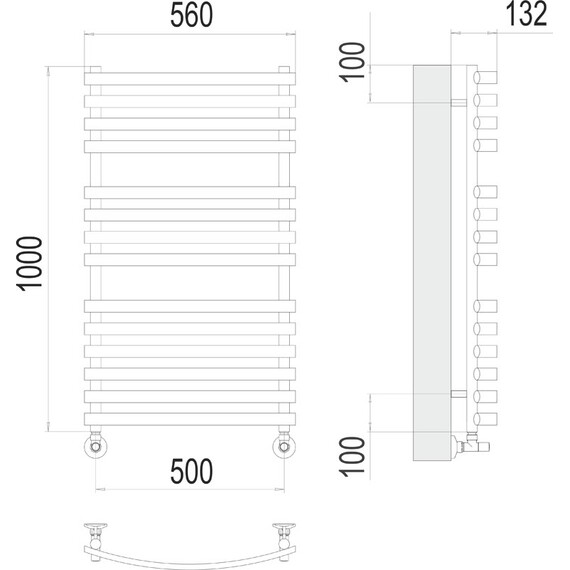 ВОДЯНОЙ ПОЛОТЕНЦЕСУШИТЕЛЬ TERMINUS КАПРИ П14 500Х1000