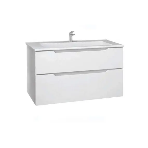 ПОДВЕСНАЯ ТУМБА JORNO SLIDE 105 БЕЛАЯ C РАКОВИНОЙ KIROVIT ОСКАР 105 СМ