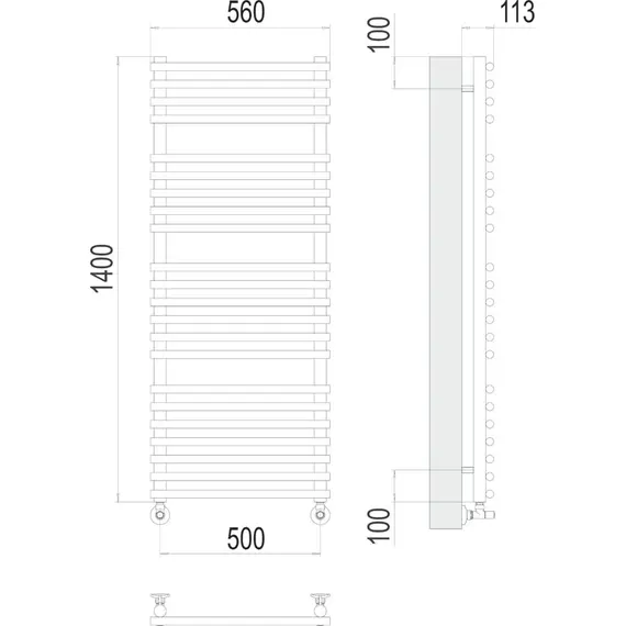 ВОДЯНОЙ ПОЛОТЕНЦЕСУШИТЕЛЬ TERMINUS КРЕМОНА П22 500Х1400