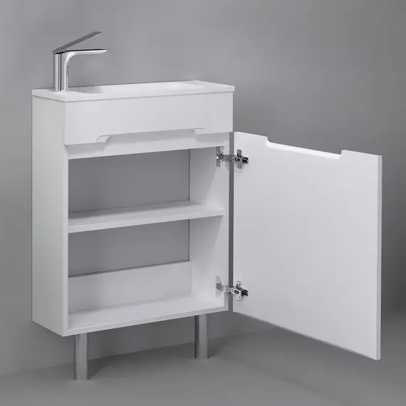 ПОДВЕСНАЯ ТУМБА JORNO MODUL 50 БЕЛАЯ C РАКОВИНОЙ MODUL 50 ИЗ ЛИТЬЕВОГО МРАМОРА