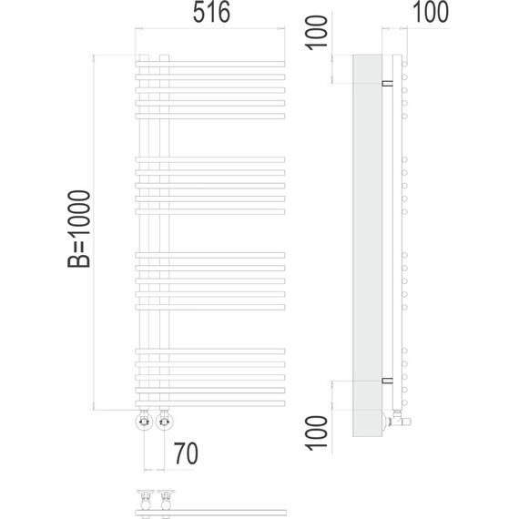 ВОДЯНОЙ ПОЛОТЕНЦЕСУШИТЕЛЬ TERMINUS АСТРА П20 70Х1000