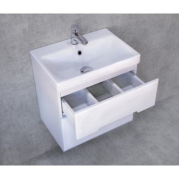 ПОДВЕСНАЯ ТУМБА JORNO MODUO SLIM 50 БЕЛАЯ C РАКОВИНОЙ CERSANIT MODUO SLIM 50 СМ