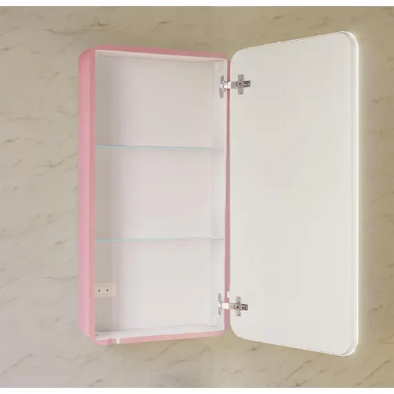 ЗЕРКАЛО-ШКАФ JORNO PASTEL 46 РОЗОВЫЙ ИНЕЙ С ПОДСВЕТКОЙ