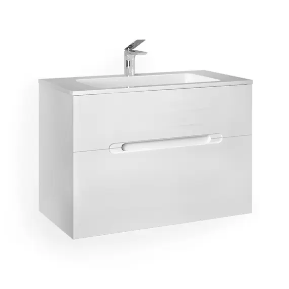 ПОДВЕСНАЯ ТУМБА JORNO MODUL 80 БЕЛАЯ C РАКОВИНОЙ MODUL 80 ИЗ ЛИТЬЕВОГО МРАМОРА