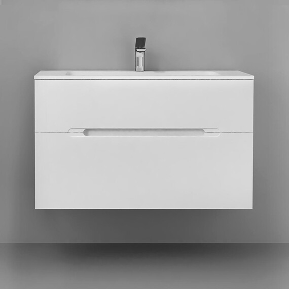 ПОДВЕСНАЯ ТУМБА JORNO MODUL 100 БЕЛАЯ C РАКОВИНОЙ MODUL 100 ИЗ ЛИТЬЕВОГО МРАМОРА