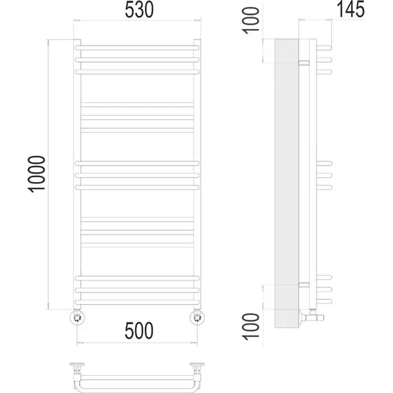 ВОДЯНОЙ ПОЛОТЕНЦЕСУШИТЕЛЬ TERMINUS СОРЕНТО П15 500Х1000