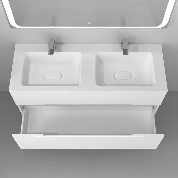 ПОДВЕСНАЯ ТУМБА JORNO MODUL 120 БЕЛАЯ C РАКОВИНОЙ MODUL 120 ИЗ ЛИТЬЕВОГО МРАМОРА