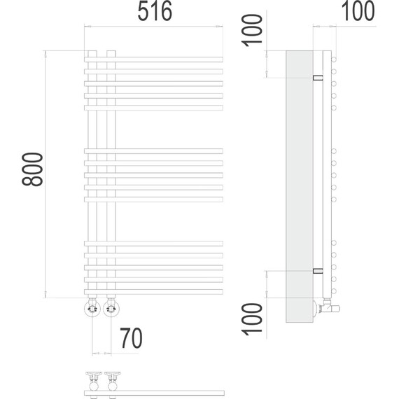 ВОДЯНОЙ ПОЛОТЕНЦЕСУШИТЕЛЬ TERMINUS АСТРА П15 70Х800