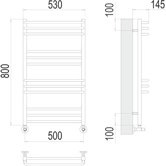 ВОДЯНОЙ ПОЛОТЕНЦЕСУШИТЕЛЬ TERMINUS СОРЕНТО П12 500Х800