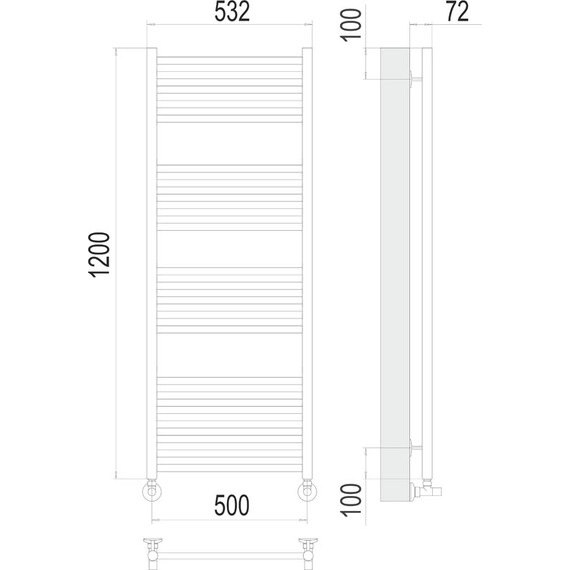 ВОДЯНОЙ ПОЛОТЕНЦЕСУШИТЕЛЬ TERMINUS АВРОРА П22 500Х1200