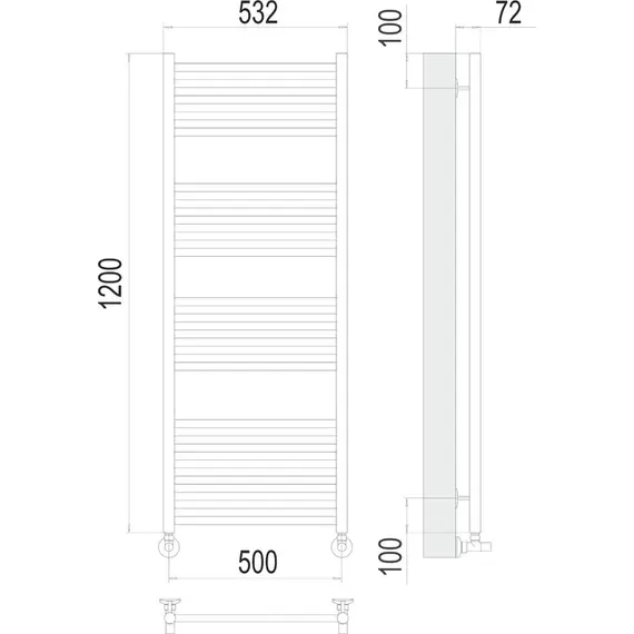 ВОДЯНОЙ ПОЛОТЕНЦЕСУШИТЕЛЬ TERMINUS АВРОРА П22 500Х1200
