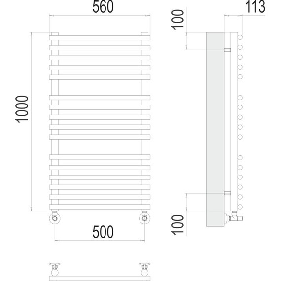 ВОДЯНОЙ ПОЛОТЕНЦЕСУШИТЕЛЬ TERMINUS КРЕМОНА П16 500Х1000