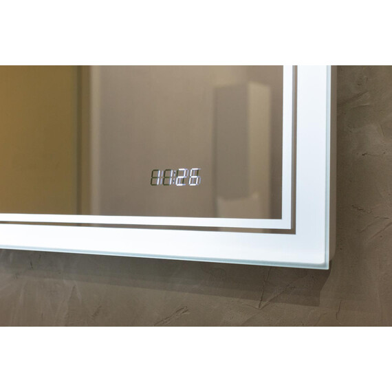 ЗЕРКАЛО JORNO GLASS 80 С ПОДСВЕТКОЙ И ЧАСАМИ