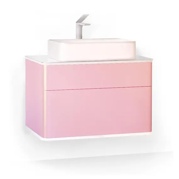 ПОДВЕСНАЯ ТУМБА JORNO PASTEL 80 РОЗОВЫЙ ИНЕЙ С РАКОВИНОЙ ОЛИМПИЯ 56