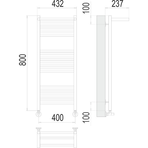ВОДЯНОЙ ПОЛОТЕНЦЕСУШИТЕЛЬ TERMINUS АВРОРА С/П П16 400Х800