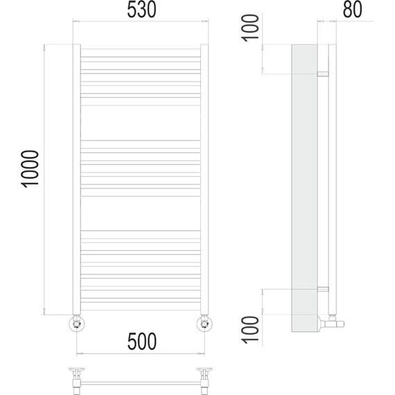 ВОДЯНОЙ ПОЛОТЕНЦЕСУШИТЕЛЬ TERMINUS ТОСКАНА П17 500Х1000