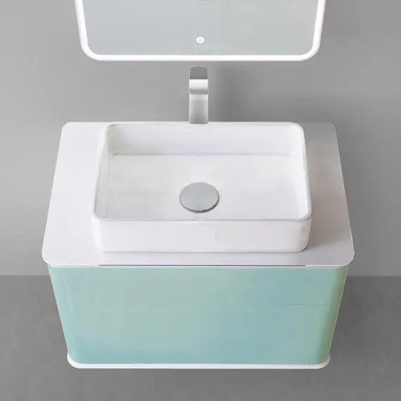 ПОДВЕСНАЯ ТУМБА JORNO PASTEL 80 БИРЮЗОВЫЙ БРИЗ С РАКОВИНОЙ ОЛИМПИЯ 56