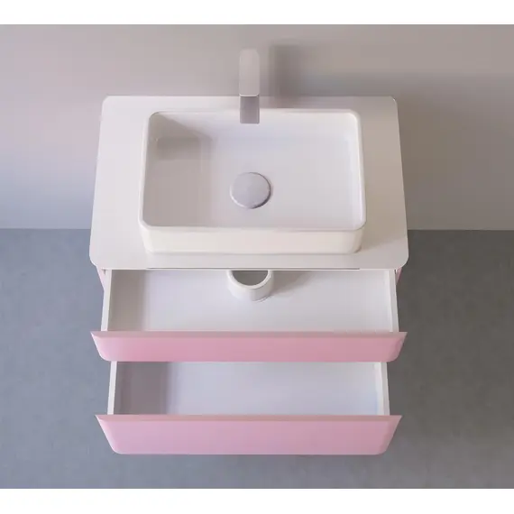 ПОДВЕСНАЯ ТУМБА JORNO PASTEL 80 РОЗОВЫЙ ИНЕЙ С РАКОВИНОЙ ОЛИМПИЯ 56