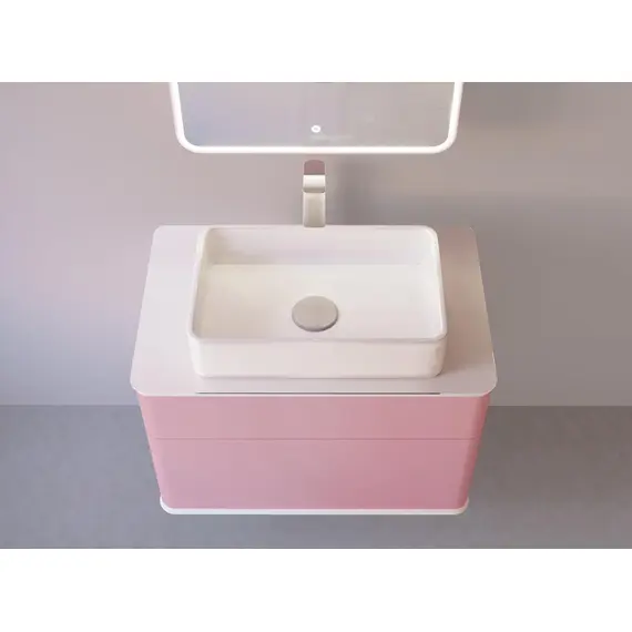 ПОДВЕСНАЯ ТУМБА JORNO PASTEL 80 РОЗОВЫЙ ИНЕЙ С РАКОВИНОЙ ОЛИМПИЯ 56