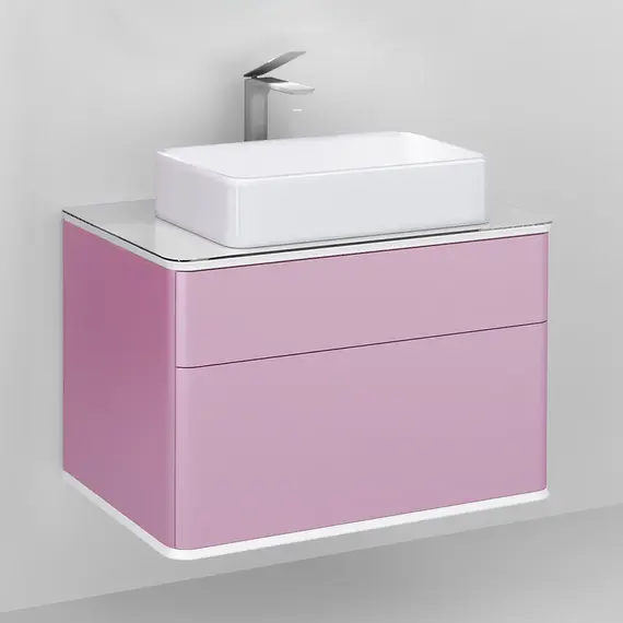 ПОДВЕСНАЯ ТУМБА JORNO PASTEL 80 РОЗОВЫЙ ИНЕЙ С РАКОВИНОЙ ОЛИМПИЯ 56