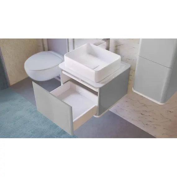 ПОДВЕСНАЯ ТУМБА JORNO PASTEL 58 ФРАНЦУЗСКИЙ СЕРЫЙ С РАКОВИНОЙ MELANA-7050H