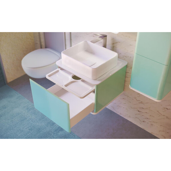 ПОДВЕСНАЯ ТУМБА JORNO PASTEL 58 БИРЮЗОВЫЙ БРИЗ С РАКОВИНОЙ MELANA-7050H