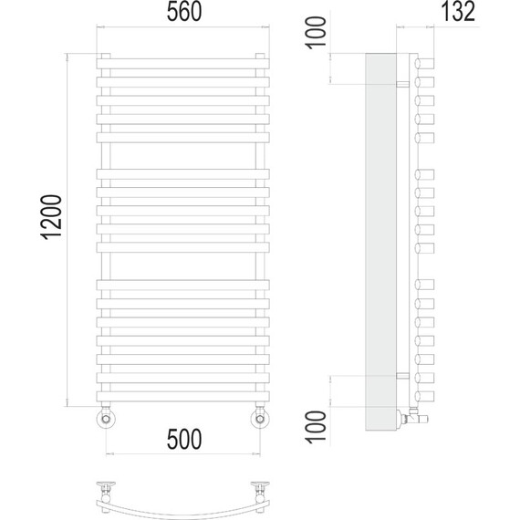 ВОДЯНОЙ ПОЛОТЕНЦЕСУШИТЕЛЬ TERMINUS КАПРИ П17 500Х1200