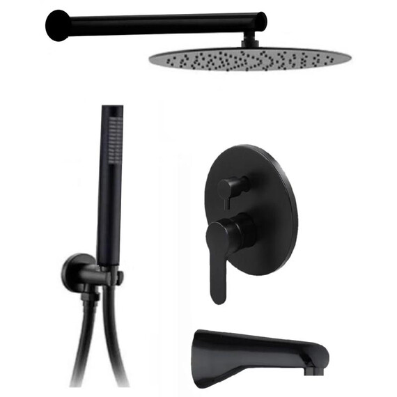 ВСТРАИВАЕМЫЙ ДУШЕВОЙ КОМПЛЕКТ СО СМЕСИТЕЛЕМ ALMAES MARITA ЧЕРНЫЙ  3 РЕЖИМА