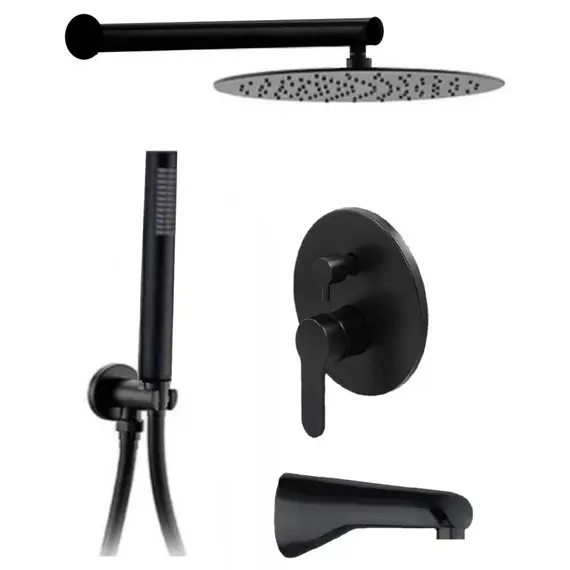 ВСТРАИВАЕМЫЙ ДУШЕВОЙ КОМПЛЕКТ СО СМЕСИТЕЛЕМ ALMAES MARITA ЧЕРНЫЙ  3 РЕЖИМА