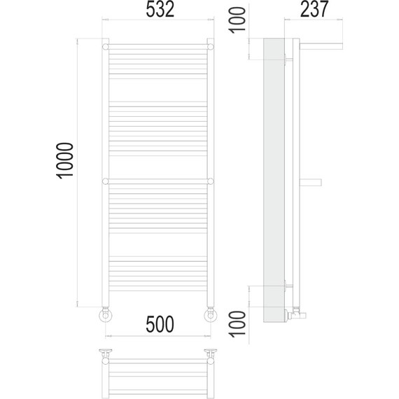 ВОДЯНОЙ ПОЛОТЕНЦЕСУШИТЕЛЬ TERMINUS АВРОРА С 2-МЯ/П П20 500Х1000