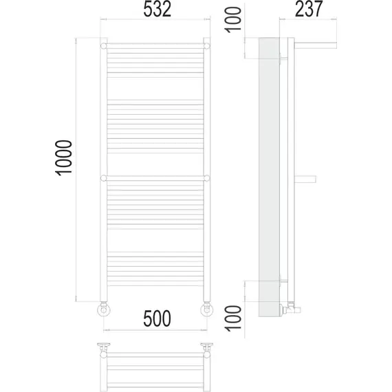 ВОДЯНОЙ ПОЛОТЕНЦЕСУШИТЕЛЬ TERMINUS АВРОРА С 2-МЯ/П П20 500Х1000