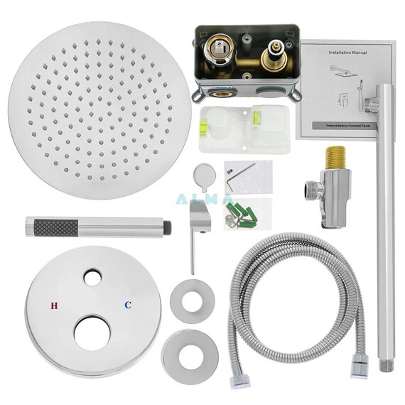 ВСТРАИВАЕМЫЙ ДУШЕВОЙ КОМПЛЕКТ СО СМЕСИТЕЛЕМ ALMAES SAKARI ХРОМ 2 РЕЖИМА