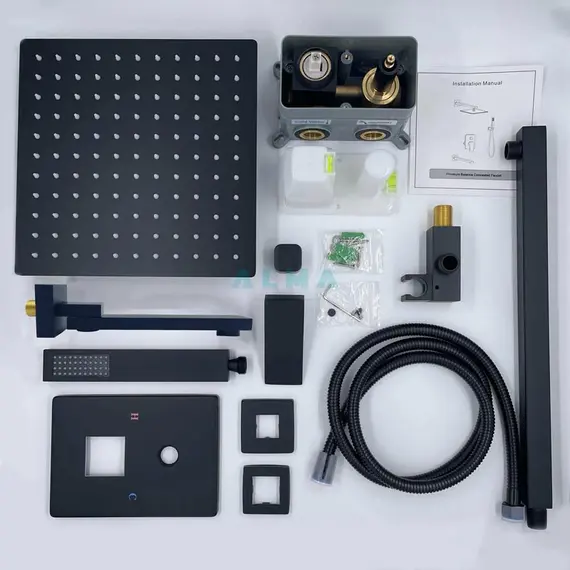 ВСТРАИВАЕМЫЙ ДУШЕВОЙ КОМПЛЕКТ ALMAES ELBE НА 3 ПОЛОЖЕНИЯ ЧЕРНЫЙ